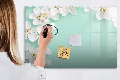 Magnetisch glazen schrijfbord voor notities en foto's drijvende madeliefjes