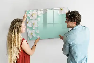 Magnetisch glazen schrijfbord voor notities en foto's drijvende madeliefjes