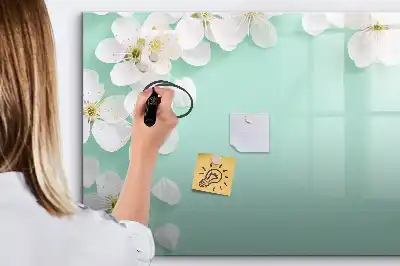 Magnetisch glazen schrijfbord voor notities en foto's drijvende madeliefjes