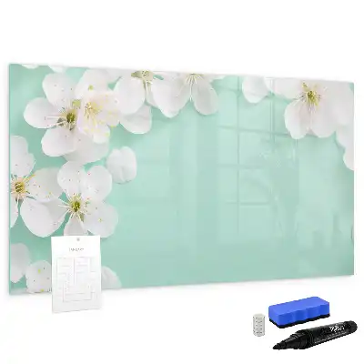 Magnetisch glazen schrijfbord voor notities en foto's drijvende madeliefjes