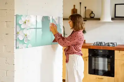 Magnetisch glazen schrijfbord voor notities en foto's drijvende madeliefjes
