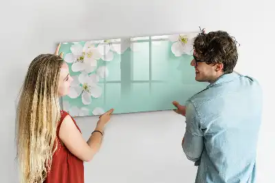 Magnetisch glazen schrijfbord voor notities en foto's drijvende madeliefjes