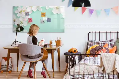 Magnetisch glazen schrijfbord voor notities en foto's drijvende madeliefjes