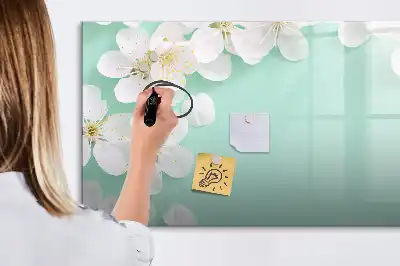 Magnetisch glazen schrijfbord voor notities en foto's drijvende madeliefjes