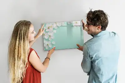 Magnetisch glazen schrijfbord voor notities en foto's drijvende madeliefjes