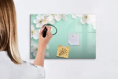 Magnetisch glazen schrijfbord voor notities en foto's drijvende madeliefjes