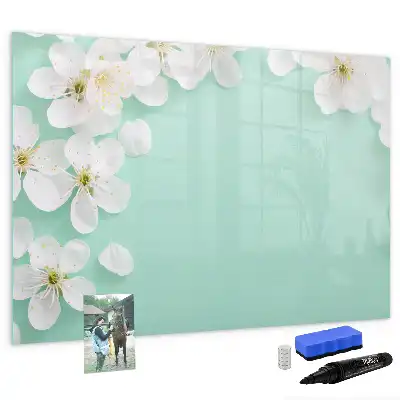 Magnetisch glazen schrijfbord voor notities en foto's drijvende madeliefjes