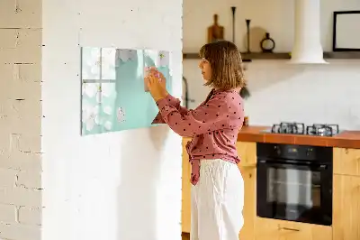 Magnetisch glazen schrijfbord voor notities en foto's drijvende madeliefjes