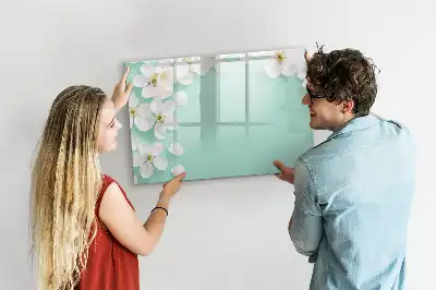 Magnetisch glazen schrijfbord voor notities en foto's drijvende madeliefjes
