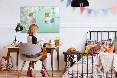Magnetisch glazen schrijfbord voor notities en foto's drijvende madeliefjes
