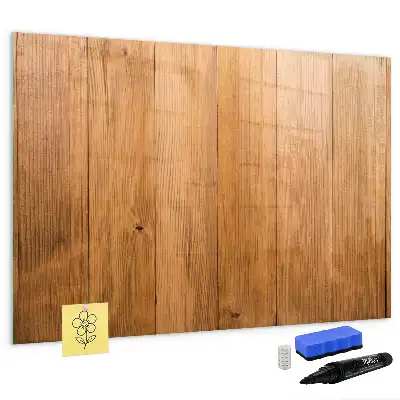 Beschrijfbaar glazen magneetbord met design op houten planken