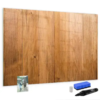 Beschrijfbaar glazen magneetbord met design op houten planken