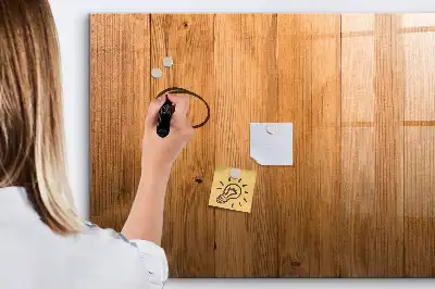 Beschrijfbaar glazen magneetbord met design op houten planken