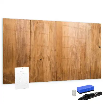 Beschrijfbaar glazen magneetbord met design op houten planken