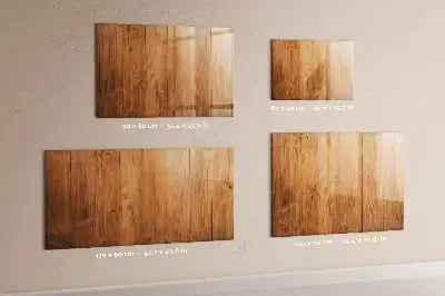 Beschrijfbaar glazen magneetbord met design op houten planken