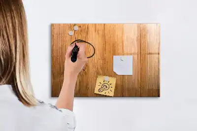 Beschrijfbaar glazen magneetbord met design op houten planken