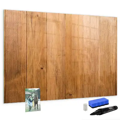 Beschrijfbaar glazen magneetbord met design op houten planken