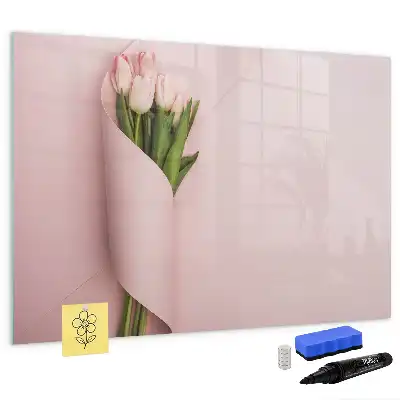 Magnetisch glazen schrijfbord Boeket bloemen voor notities en foto's