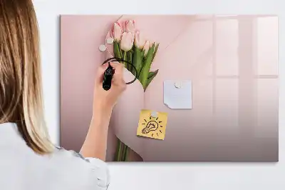 Magnetisch glazen schrijfbord Boeket bloemen voor notities en foto's