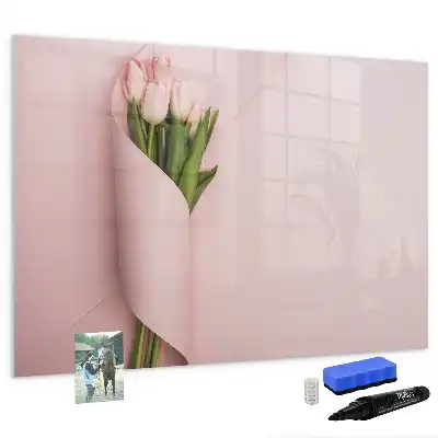 Magnetisch glazen schrijfbord Boeket bloemen voor notities en foto's