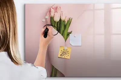 Magnetisch glazen schrijfbord Boeket bloemen voor notities en foto's