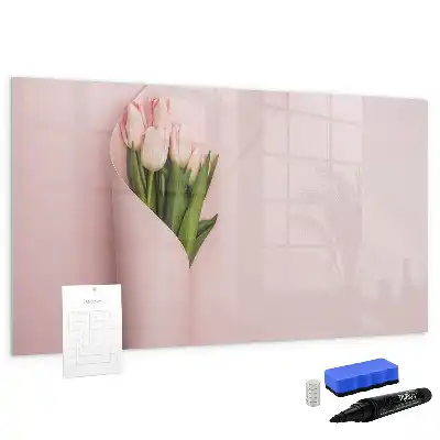 Magnetisch glazen schrijfbord Boeket bloemen voor notities en foto's