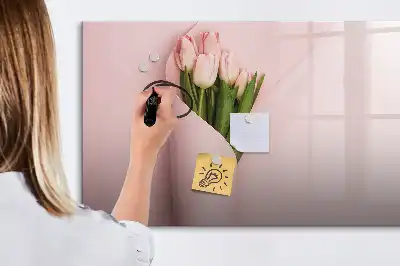 Magnetisch glazen schrijfbord Boeket bloemen voor notities en foto's
