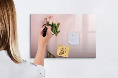 Magnetisch glazen schrijfbord Boeket bloemen voor notities en foto's