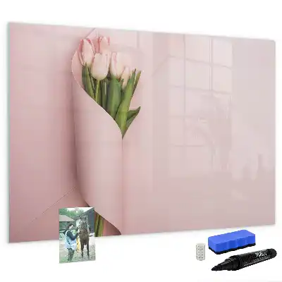 Magnetisch glazen schrijfbord Boeket bloemen voor notities en foto's