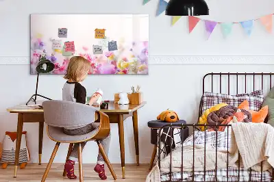 Beschrijfbaar glazen magneetbord met design bloemen op een weide