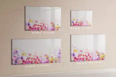 Beschrijfbaar glazen magneetbord met design bloemen op een weide