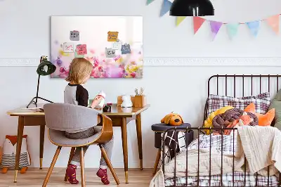 Beschrijfbaar glazen magneetbord met design bloemen op een weide