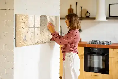 Beschrijfbaar glazen magneetbord met wereldkaart ontwerp met vintage wereldkaart