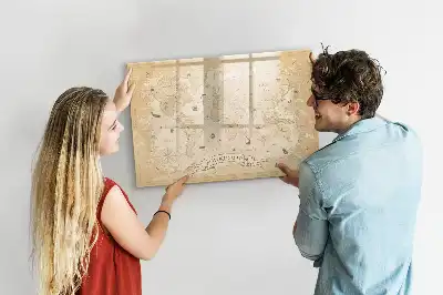 Beschrijfbaar glazen magneetbord met wereldkaart ontwerp met vintage wereldkaart