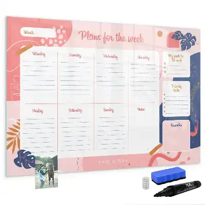 Glazen weekplanner beschrijfbaar magneetbord met design