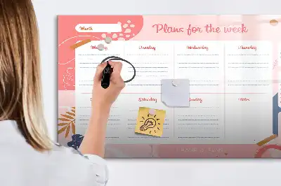 Glazen weekplanner beschrijfbaar magneetbord met design
