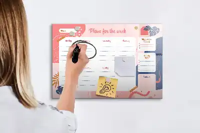 Glazen weekplanner beschrijfbaar magneetbord met design