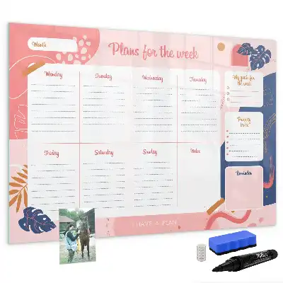 Glazen weekplanner beschrijfbaar magneetbord met design