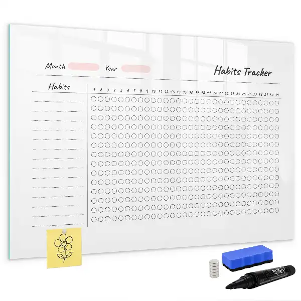 Glazen magneetbord beschrijfbare gewoonte-tracker met design