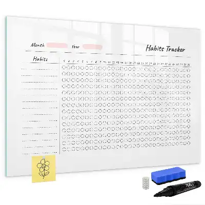 Glazen magneetbord beschrijfbare gewoonte-tracker met design