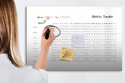 Glazen magneetbord beschrijfbare gewoonte-tracker met design