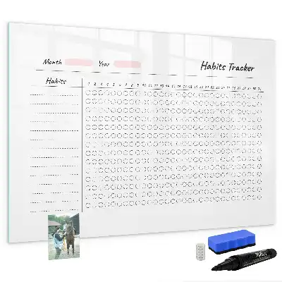 Glazen magneetbord beschrijfbare gewoonte-tracker met design