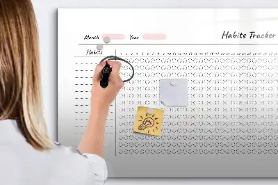 Glazen magneetbord beschrijfbare gewoonte-tracker met design