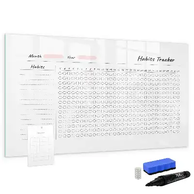 Glazen magneetbord beschrijfbare gewoonte-tracker met design