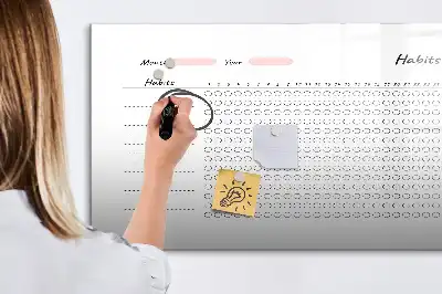 Glazen magneetbord beschrijfbare gewoonte-tracker met design