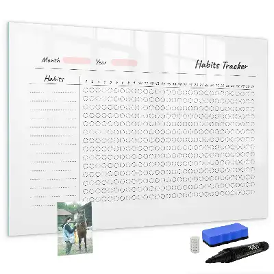 Glazen magneetbord beschrijfbare gewoonte-tracker met design