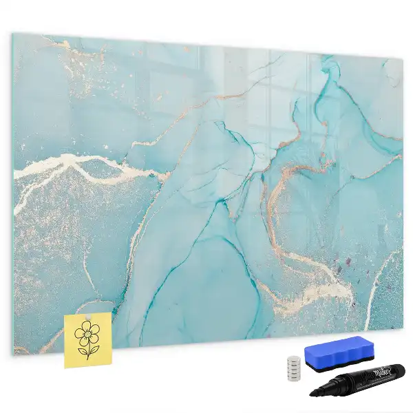 Beschrijfbaar glazen magneetbord met decoratief marmerdesign