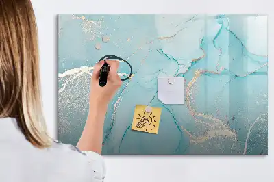 Beschrijfbaar glazen magneetbord met decoratief marmerdesign