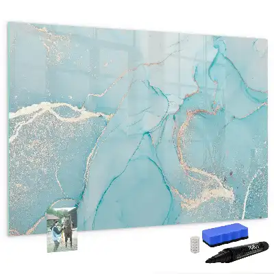 Beschrijfbaar glazen magneetbord met decoratief marmerdesign