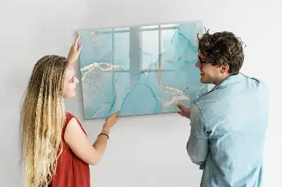 Beschrijfbaar glazen magneetbord met decoratief marmerdesign
